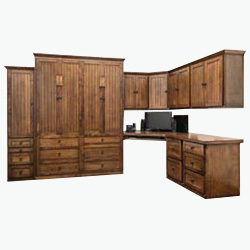 Custom Home office with murphy bed, desk, drawers, and cabinets