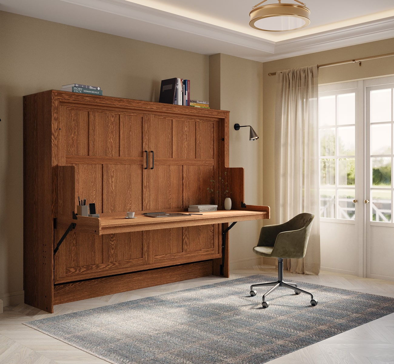 Tahoe Murphy Desk Bed in Oak Wood